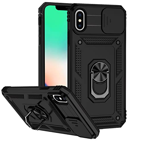 Hitaoyou iPhone XS Max Hülle, iPhone XS Max Hülle mit Kameraabdeckung & Ständer Militärqualität Stoßfest Heavy Duty Schützende Magnetische Hülle für iPhone XS Max 6,5 Zoll von Hitaoyou