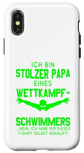 Stolzer Papa Wettkampfschwimmer Geschenk hellgrün weiß Hülle für iPhone X/XS Stolzer Papa Wettkampfschwimmer Geschenk hellgrün weiß Hülle für iPhone X/XS von Hito & Ece Family Love