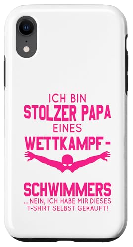Stolzer Papa Wettkampfschwimmer Geschenk pink weiß Hülle für iPhone XR Stolzer Papa Wettkampfschwimmer Geschenk pink weiß Hülle für iPhone XR von Hito & Ece Family Love