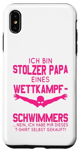 Stolzer Papa Wettkampfschwimmer Geschenk pink weiß Hülle für iPhone XS Max Stolzer Papa Wettkampfschwimmer Geschenk pink weiß Hülle für iPhone XS Max von Hito & Ece Family Love