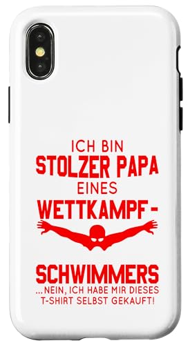 Stolzer Papa Wettkampfschwimmer Geschenk rot weiß Hülle für iPhone X/XS Stolzer Papa Wettkampfschwimmer Geschenk rot weiß Hülle für iPhone X/XS von Hito & Ece Family Love