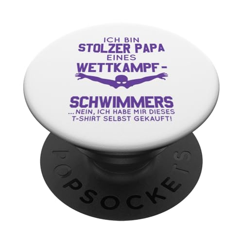 Stolzer Papa Wettkampfschwimmer Geschenk violett weiß PopSockets Klebender PopGrip Stolzer Papa Wettkampfschwimmer Geschenk violett weiß PopSockets Klebender PopGrip von Hito & Ece Family Love