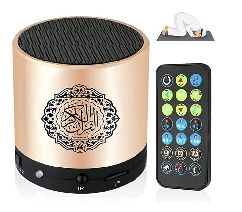Hitopin Koran-Lautsprecher MP3-Player, Digitaler Koran-Lautsprecher, Koran-Übersetzer, Tragbarer Koran-Lautsprecher mit Fernbedienung, USB Wiederaufladbarer, 8GB TF FM, Gold von Hitopin