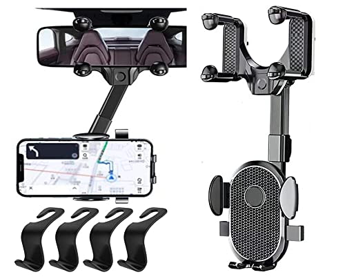 Hitopin Multifunktionale Handyhalterung Rückspiegel,Handyhalterung Auto, 360 Grad Drehbarer Und Einziehbarer Autotelefonhalter, Auto-Rückspiegel-Handyhalter, für alle Mobiltelefone von Hitopin