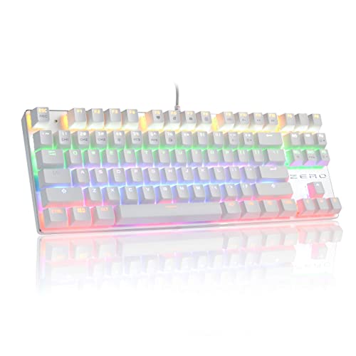 HiveNets Mechanische USB Tastatur 87 Tasten Blaue Schalter Anti-Ghost RGB-Hintergrundbeleuchtung Speziell für Videospiele (Weiß) von HiveNets