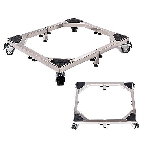 Schwerlast All Edelstahl Mobile Stand Base, Waschmaschine Stand mit Rollen, verstellbare Möbel für Waschmaschine, Kühlschrank und Trockner (groß) von Hiver du blé