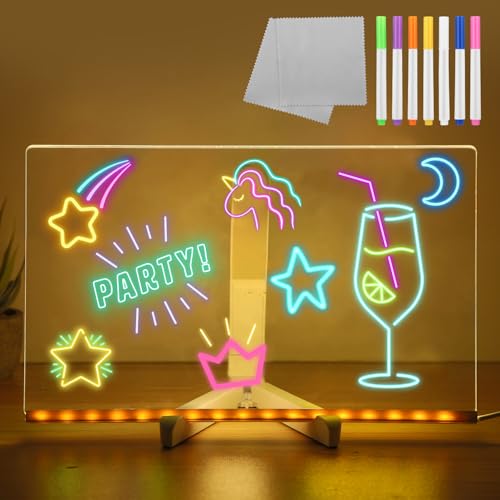 Hixava Light Up Dry Erase Board,Acryl Notiztafel 30X20 CM Leuchtende Led Schreibtafel 7 Farbige Stifte Transparente Acryl Notiztafel für Doodle-Boards,Planungstafeln,Sogar Beleuchtete,Notizen,Memo Hixava Light Up Dry Erase Board,Acryl Notiztafel 30X20 CM Leuchtende Led Schreibtafel 7 Farbige Stifte Transparente Acryl Notiztafel für Doodle-Boards,Planungstafeln,Sogar Beleuchtete,Notizen,Memo von Hixava