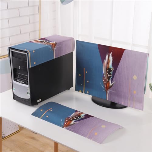 Hixingo 3 Stück Set Staubschutzhülle für Computer-Monitore, Tastatur Computer Host Desktop PC Monitor Protector Staubdicht Computer Fall Abdeckungen (19 Zoll,Feder) von Hixingo