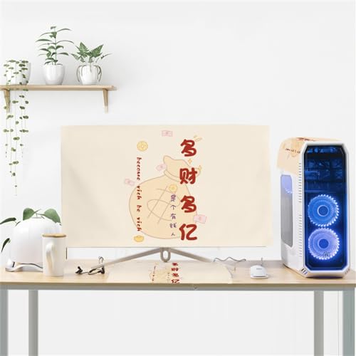 Hixingo 3 Stück Set Staubschutzhülle für Computer-Monitore, Tastatur Computer Host Desktop PC Monitor Protector Staubdicht Computer Fall Abdeckungen (22 Zoll,Aprikose) von Hixingo