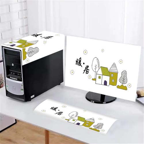 Hixingo 3 Stück Set Staubschutzhülle für Computer-Monitore, Tastatur Computer Host Desktop PC Monitor Protector Staubdicht Computer Fall Abdeckungen (24 Zoll,C) von Hixingo