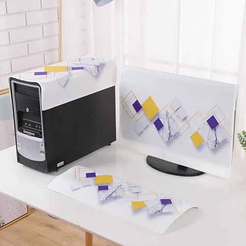 Hixingo 3er Set Staubschutzhülle für Computer-Monitore, Tastatur und Computer Host Staubdichter Desktop PC Monitor Protector CPU Staubschutzhülle für 19-32 Bildschirm (Mode Modern,27 Zoll) von Hixingo