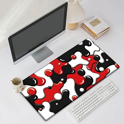 Hixingo Bunte Blasen Mauspad XXL/XL/L, Gaming Mauspad, Mauspad mit Anti-Rutsch Gummiboden, Vernähte Kanten Mousepad, Mouse pad für Büro, Zuhause (1000 * 500 * 3mm,rote Blase) von Hixingo