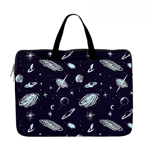 Hixingo Laptop-Handtasche für Frauen 13 14 15 Zoll Aktentasche 3D Druckmuster Arbeitstasche Computer-Tasche Tragbare Bag Laptop-Schutzhülle Laptoptasche (13”,Schwarzer Planet 4) von Hixingo