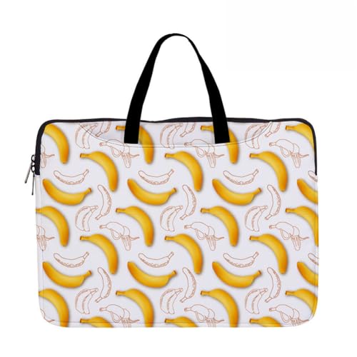 Hixingo Laptop-Handtasche für Frauen 13 14 15 Zoll Aktentasche 3D Druckmuster Arbeitstasche Computer-Tasche Tragbare Bag Laptop-Schutzhülle Laptoptasche (14”,Banane) von Hixingo