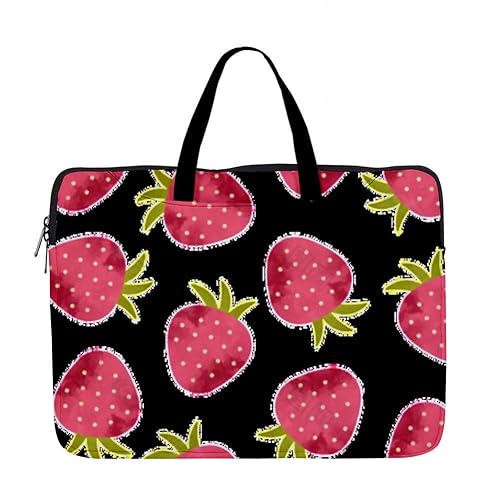 Hixingo Laptop-Handtasche für Frauen 13 14 15 Zoll Aktentasche 3D Druckmuster Arbeitstasche Computer-Tasche Tragbare Bag Laptop-Schutzhülle Laptoptasche (14”,Erdbeere 1) von Hixingo