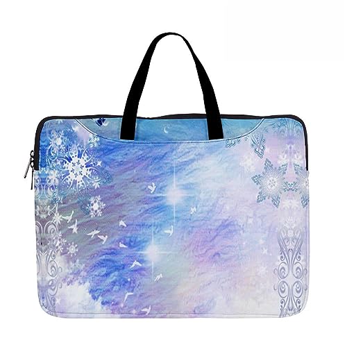 Hixingo Laptop-Handtasche für Frauen 13 14 15 Zoll Aktentasche 3D Druckmuster Arbeitstasche Computer-Tasche Tragbare Bag Laptop-Schutzhülle Laptoptasche (14”,Schneeflocke 1) von Hixingo