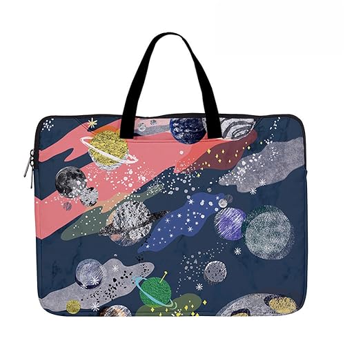 Hixingo Laptop-Handtasche für Frauen 13 14 15 Zoll Aktentasche 3D Druckmuster Arbeitstasche Computer-Tasche Tragbare Bag Laptop-Schutzhülle Laptoptasche (14”,Schwarzer Planet 7) von Hixingo