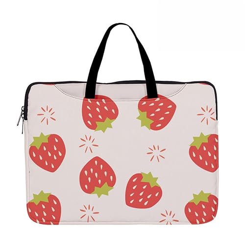 Hixingo Laptop-Handtasche für Frauen 13 14 15 Zoll Aktentasche 3D Druckmuster Arbeitstasche Computer-Tasche Tragbare Bag Laptop-Schutzhülle Laptoptasche (15”,Erdbeere 8) von Hixingo