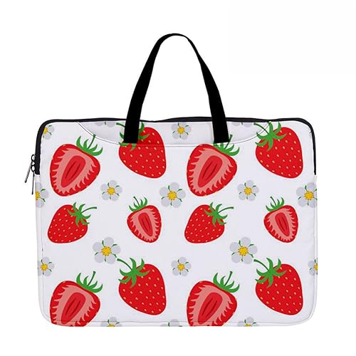 Hixingo Laptop-Handtasche für Frauen 13 14 15 Zoll Aktentasche 3D Druckmuster Arbeitstasche Computer-Tasche Tragbare Bag Laptop-Schutzhülle Laptoptasche (15”,Erdbeere 9) von Hixingo