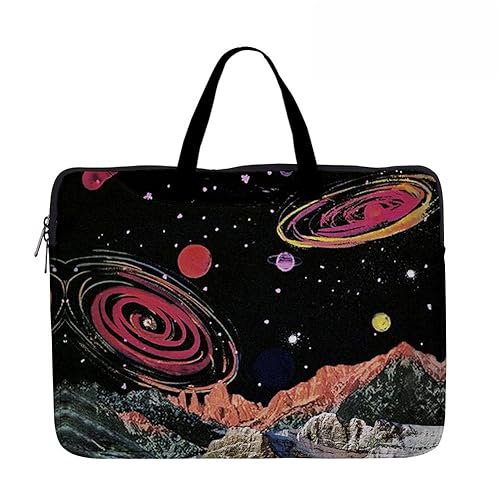 Hixingo Laptop-Handtasche für Frauen 13 14 15 Zoll Aktentasche 3D Druckmuster Arbeitstasche Computer-Tasche Tragbare Bag Laptop-Schutzhülle Laptoptasche (15”,Schwarzer Planet 6) von Hixingo