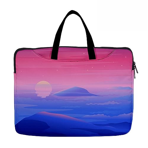 Hixingo Laptop-Handtasche für Frauen 13 14 15 Zoll Aktentasche 3D Druckmuster Arbeitstasche Computer-Tasche Tragbare Bag Laptop-Schutzhülle Laptoptasche (Sonnenuntergang 3,14”) von Hixingo