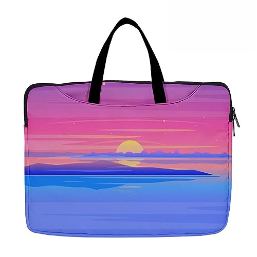 Hixingo Laptop-Handtasche für Frauen 13 14 15 Zoll Aktentasche 3D Druckmuster Arbeitstasche Computer-Tasche Tragbare Bag Laptop-Schutzhülle Laptoptasche (Sonnenuntergang 7,14”) von Hixingo