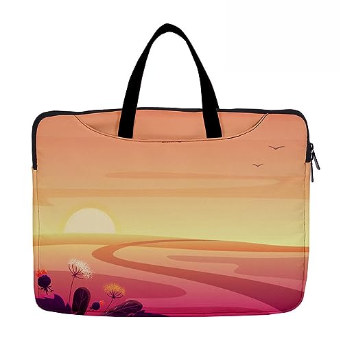 Hixingo Laptop-Handtasche für Frauen 13 14 15 Zoll Aktentasche 3D Druckmuster Arbeitstasche Computer-Tasche Tragbare Bag Laptop-Schutzhülle Laptoptasche (Sonnenuntergang 9,15”) von Hixingo