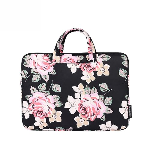 Hixingo Laptop-Handtasche für Frauen 13 14 15 Zoll Wasserdichtes Aktentasche Computer-Tasche Arbeitstasche Tragbare Bag Laptop-Schutzhülle Laptoptasche (12”,Blumenmuster C) von Hixingo