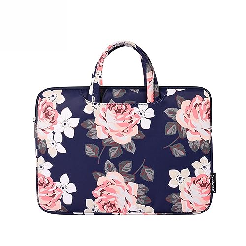 Hixingo Laptop-Handtasche für Frauen 13 14 15 Zoll Wasserdichtes Aktentasche Computer-Tasche Arbeitstasche Tragbare Bag Laptop-Schutzhülle Laptoptasche (12”,Blumenmuster F) von Hixingo