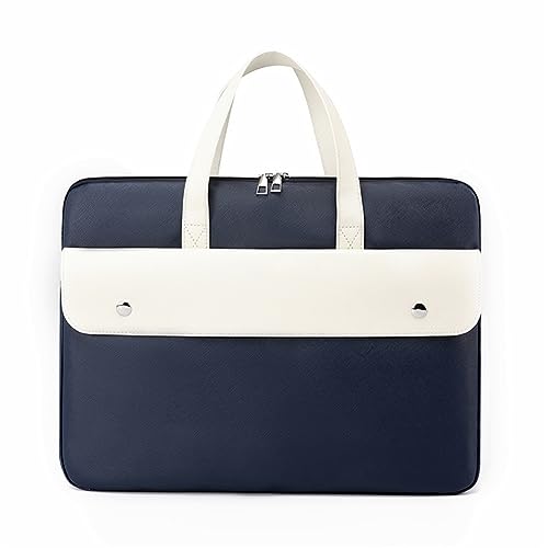 Hixingo Laptop-Handtasche für Frauen 14 15.6 Zoll PU Wasserdichtes Aktentasche Arbeitstasche Computer-Tasche Tragbare Bag Laptop-Schutzhülle Laptoptasche (15.6”,Navy blau) von Hixingo