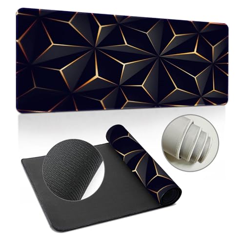 Hixingo XXL/XL/L Gaming Mauspad - 3D Mehrfarbig Mit Anti-Rutsch Gummiboden, Vernähte Kanten - Für Büro, Zuhause (900x400x3mm, Gold) von Hixingo