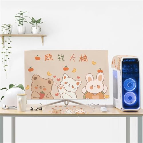 Hixingo Staubschutzhülle 3 Stück Set für Computer-Monitore, Tastatur Computer Host Desktop PC Monitor Protector Staubdicht Computer Fall Abdeckungen (Cartoon 9,27 Zoll) von Hixingo