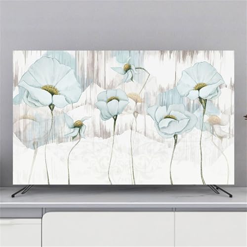 Hixingo TV Abdeckung Staubschutzhülle, 3D Blume Muster Schutzhülle Fernseher 32-80 Zoll TV Schutzhülle Fernsehabdeckung Fernseh Abdeckung Abdeckhaube für Fernseher (Blau Blume,37-39inch) von Hixingo