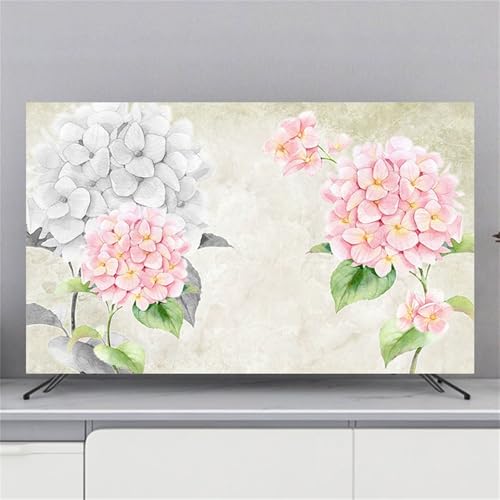 Hixingo TV Abdeckung Staubschutzhülle, 3D Blume Muster Schutzhülle Fernseher 32-80 Zoll TV Schutzhülle Fernsehabdeckung Fernseh Abdeckung Abdeckhaube für Fernseher (Hortensie,70inch) von Hixingo