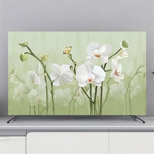 Hixingo TV Abdeckung Staubschutzhülle, 3D Blume Muster Schutzhülle Fernseher 32-80 Zoll TV Schutzhülle Fernsehabdeckung Fernseh Abdeckung Abdeckhaube für Fernseher (Phalaenopsis,58-60inch) von Hixingo