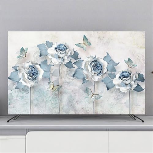 Hixingo TV Abdeckung Staubschutzhülle, 3D Blume Muster Schutzhülle Fernseher 32-80 Zoll TV Schutzhülle Fernsehabdeckung Fernseh Abdeckung Abdeckhaube für Fernseher (Schmetterling,45-48inch) von Hixingo