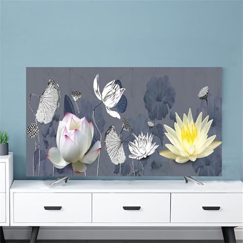 Hixingo TV Abdeckung Staubschutzhülle, 3D Blume Muster TV Staubschutzhülle 32-80inch TV Abdeckung Schutzhülle Fernseher Fernsehabdeckung TV Schutzhülle (45-48inch,Lotusblüte A) von Hixingo