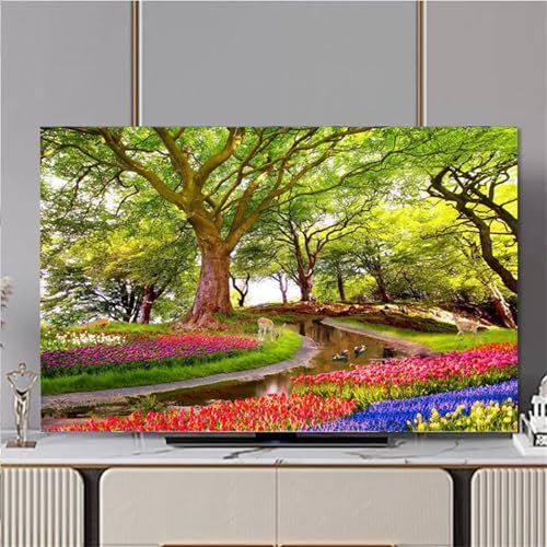 Hixingo TV Abdeckung Staubschutzhülle, 3D Landschaft Muster Schutzhülle Fernseher 32-80 Zoll TV Schutzhülle Fernsehabdeckung Fernseh Abdeckung Abdeckhaube für Fernseher (Baum,55inch) von Hixingo