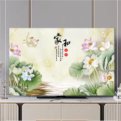 Hixingo TV Abdeckung Staubschutzhülle, 3D Lotusblume Muster Schutzhülle Fernseher 32-80 Zoll TV Schutzhülle Fernsehabdeckung Fernseh Abdeckung Abdeckhaube für Fernseher (Lotusblume,32inch) von Hixingo