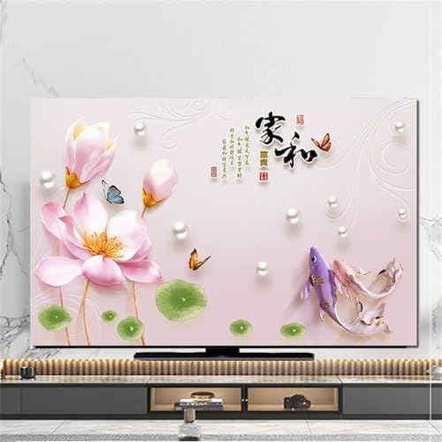 Hixingo TV Abdeckung Staubschutzhülle, 3D Lotusblume Muster Schutzhülle Fernseher 32-80 Zoll TV Schutzhülle Fernsehabdeckung Fernseh Abdeckung Abdeckhaube für Fernseher (Schmetterling,32inch) von Hixingo