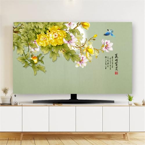 Hixingo TV Abdeckung Staubschutzhülle, 3D Magnolienblüte Muster Schutzhülle Fernseher 32-80 Zoll TV Schutzhülle Fernsehabdeckung Universal Fernseh Abdeckung (Gelb Blume,49-52inch) von Hixingo