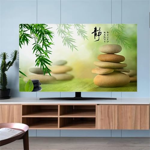 Hixingo TV Abdeckung Staubschutzhülle,3D Bambusblatt Muster Schutzhülle Fernseher 32-80 Zoll TV Schutzhülle Fernsehabdeckung Fernseh Abdeckung Abdeckhaube für Fernseher (Bambusblatt,40-43inch) von Hixingo