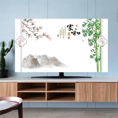 Hixingo TV Abdeckung Staubschutzhülle,3D Bambusblatt Muster Schutzhülle Fernseher 32-80 Zoll TV Schutzhülle Fernsehabdeckung Fernseh Abdeckung Abdeckhaube für Fernseher (Rosa Blume,58-60inch) von Hixingo
