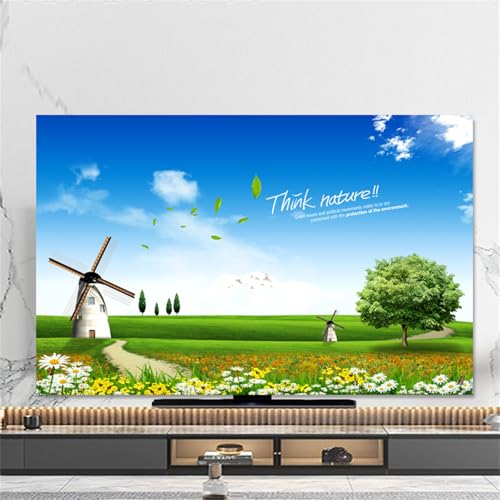 Hixingo TV Schutzhülle für Den, Hülle Bezug Staubschutz für Fernsehen Und Monitor, TV-Abdeckung mit Landschaft Drucken, Fernsehschutz Für Zuhause Innenbereich 32 bis 80 Zoll (Blauer Himmel,80") von Hixingo