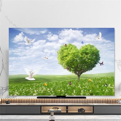 Hixingo TV Schutzhülle für Den, Hülle Bezug Staubschutz für Fernsehen Und Monitor, TV-Abdeckung mit Landschaft Drucken, Fernsehschutz Für Zuhause Innenbereich 32 bis 80 Zoll (Grün,80") von Hixingo
