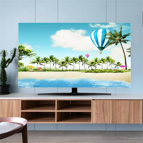 Hixingo TV Schutzhülle für Den, Hülle Bezug Staubschutz für Fernsehen Und Monitor, TV-Abdeckung mit Landschaft Drucken, Fernsehschutz Für Zuhause Innenbereich 32 bis 80 Zoll (Strand,80") von Hixingo