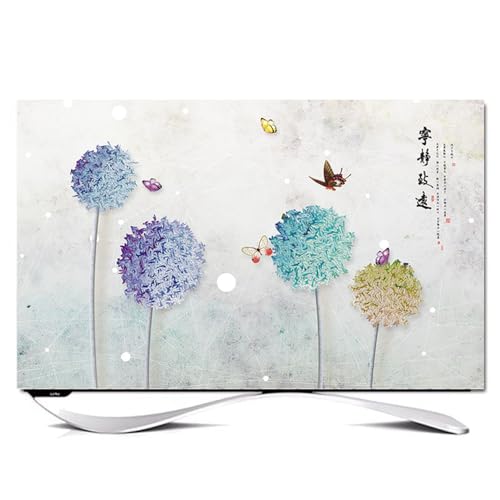 Hixingo TV Schutzhülle für Den, Hülle Bezug Staubschutz für Fernsehen Und Monitor, TV-Abdeckung mit Löwenzahn Drucken, Fernsehschutz Für Zuhause Innenbereich 32 bis 80 Zoll (55",Grün) von Hixingo