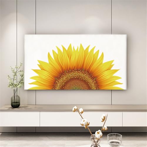 Hixingo TV Staubschutzhülle,TV Abdeckung Staubschutzhülle TV Abdeckung Schutzhülle Fernseher Fernsehabdeckung TV Schutzhülle - Hängender Desktop Gebogener TV Universal (40-45inch,Sonnenblume) von Hixingo