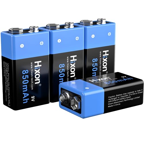 Hixon 9V Akku 850mAh Li-Ion Wiederaufladbarer Batterie für Rauchmelder Multimeter Alarmsystem Walkie Talkie, 4er Set von Hixon