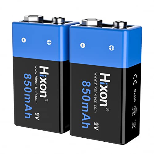 Hixon 9V Block Batterien Wiederaufladbare Li-Ion Akku 9V 850mAh für Rauchmelder Multimeter Alarmsystem Walkie Talkie von Hixon